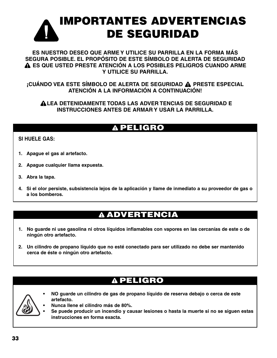Importantes advertencias de seguridad, Peligro, Advertencia peligro | Brinkmann 7541 Series User Manual | Page 34 / 66