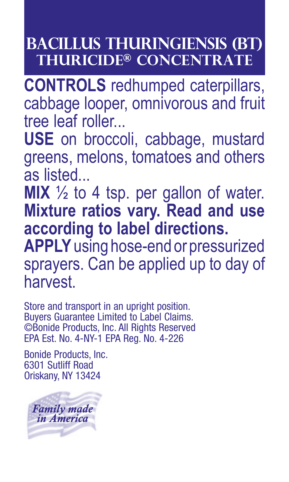 Bonide Thuricide Bacillus Thuringiensis (Bt) Conc. User Manual | 8 pages