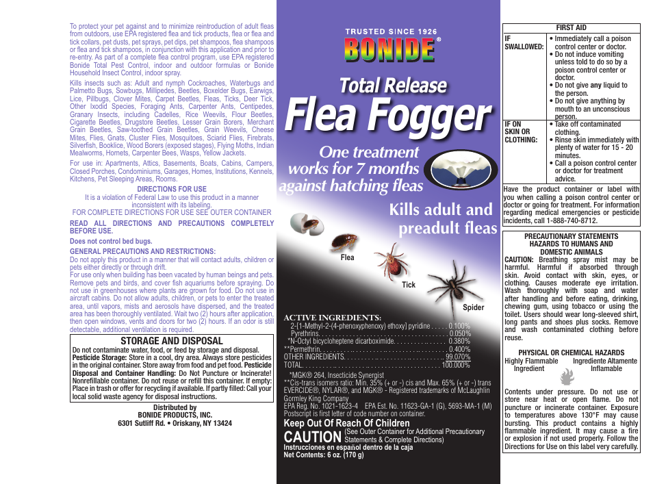Bonide Total Release Flea Fogger User Manual | 1 page
