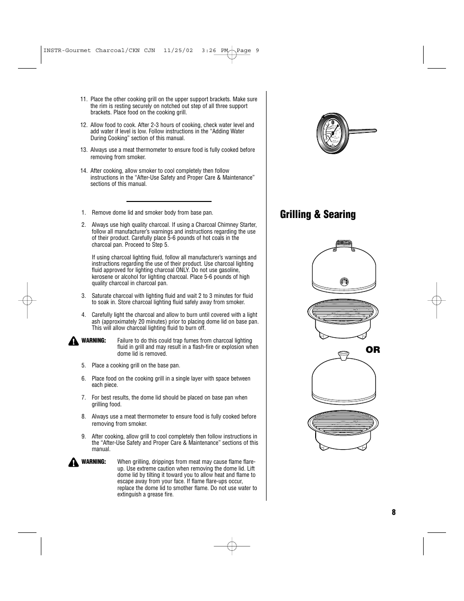 Grilling & searing | Brinkmann S-80 User Manual | Page 9 / 16