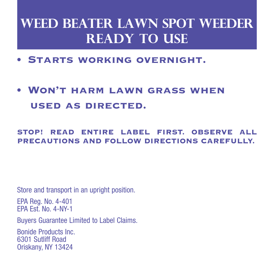 Bonide Weed Beater Lawn Weed Killer RTU User Manual | 4 pages
