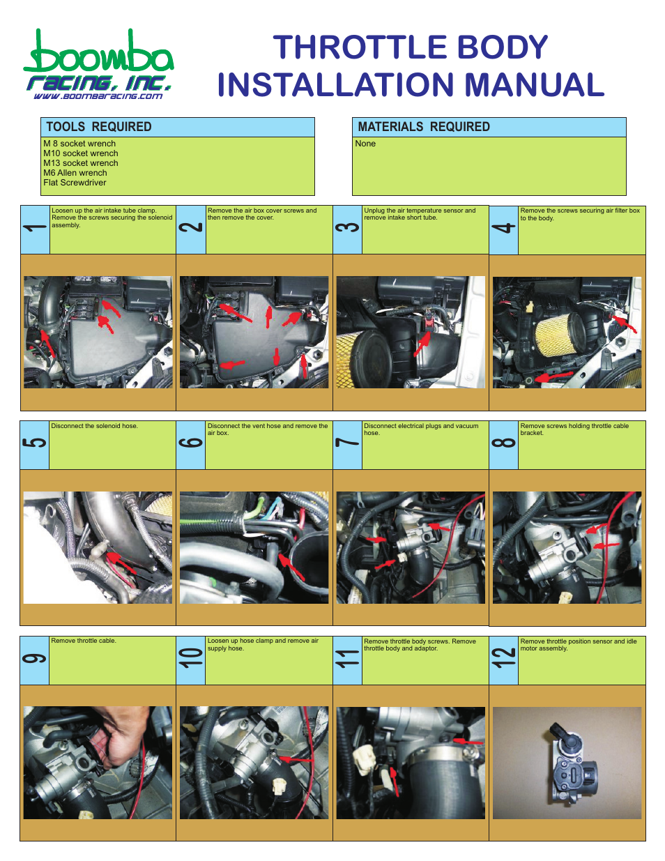 Boomba Racing SRT-4 Dodge Throttle Body User Manual | 2 pages