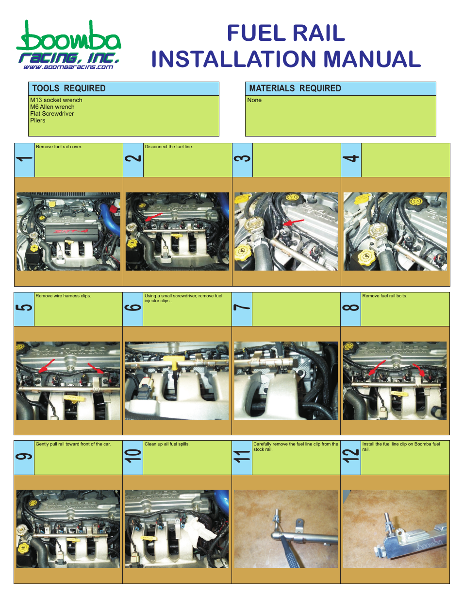 Boomba Racing SRT-4 Dodge Fuel Rail User Manual | 2 pages