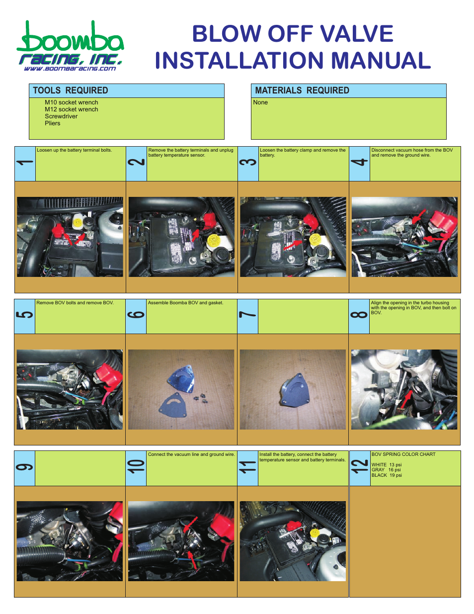 Boomba Racing Kia Optima Blow Off Valve User Manual | 1 page