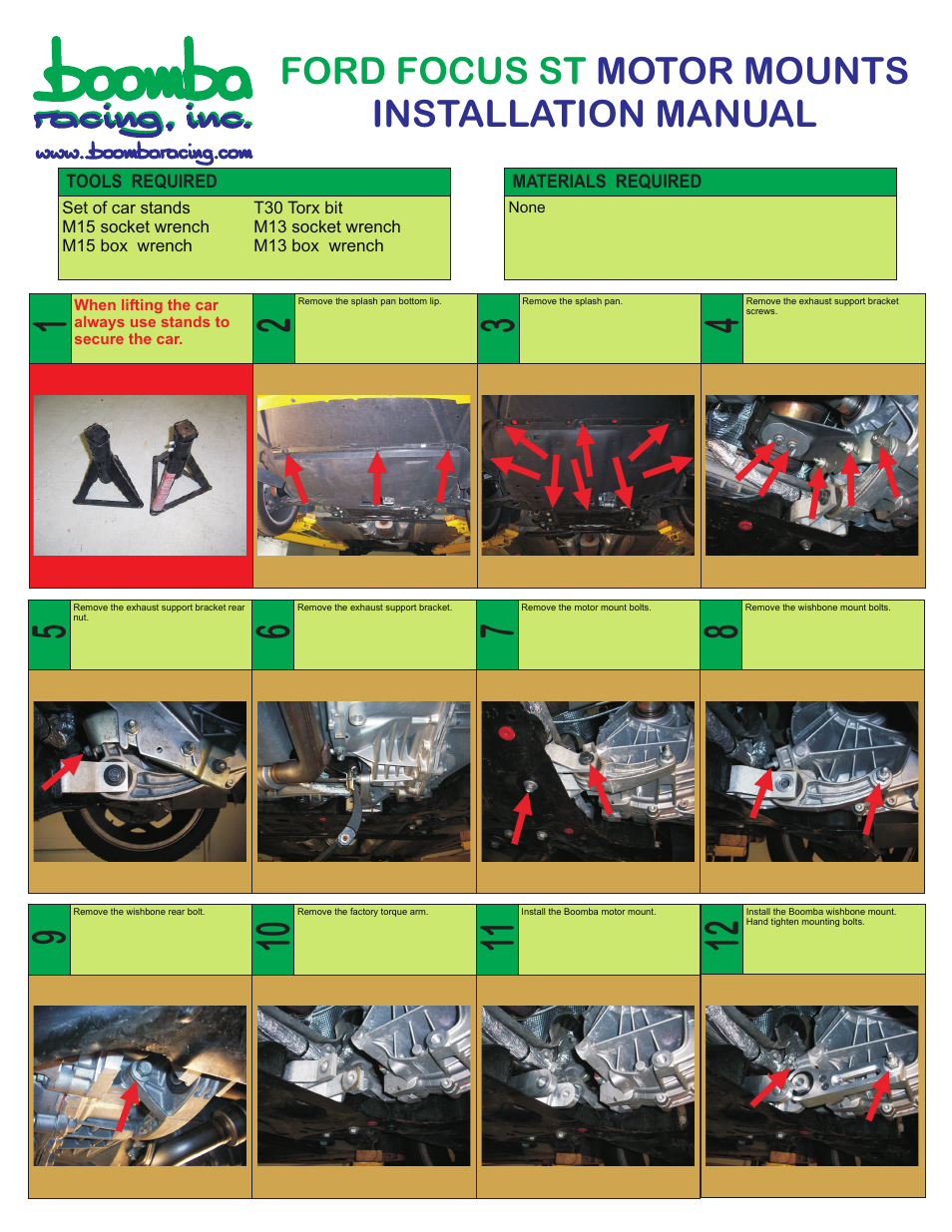 Boomba Racing ST Ford Focus Rear Motor Mount User Manual | 2 pages