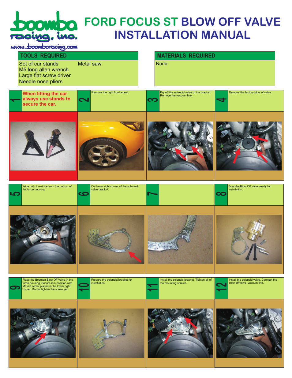 Boomba Racing 2.0L Focus EcoBoost Blow Off Valve User Manual | 1 page