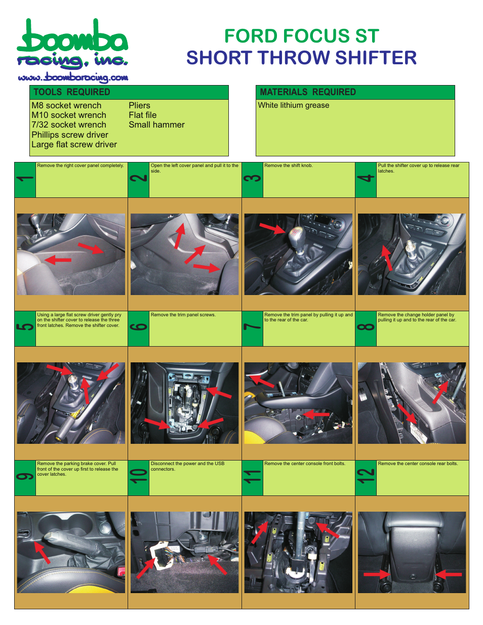 Boomba Racing ST Ford Focus Short throw shifter User Manual | 3 pages