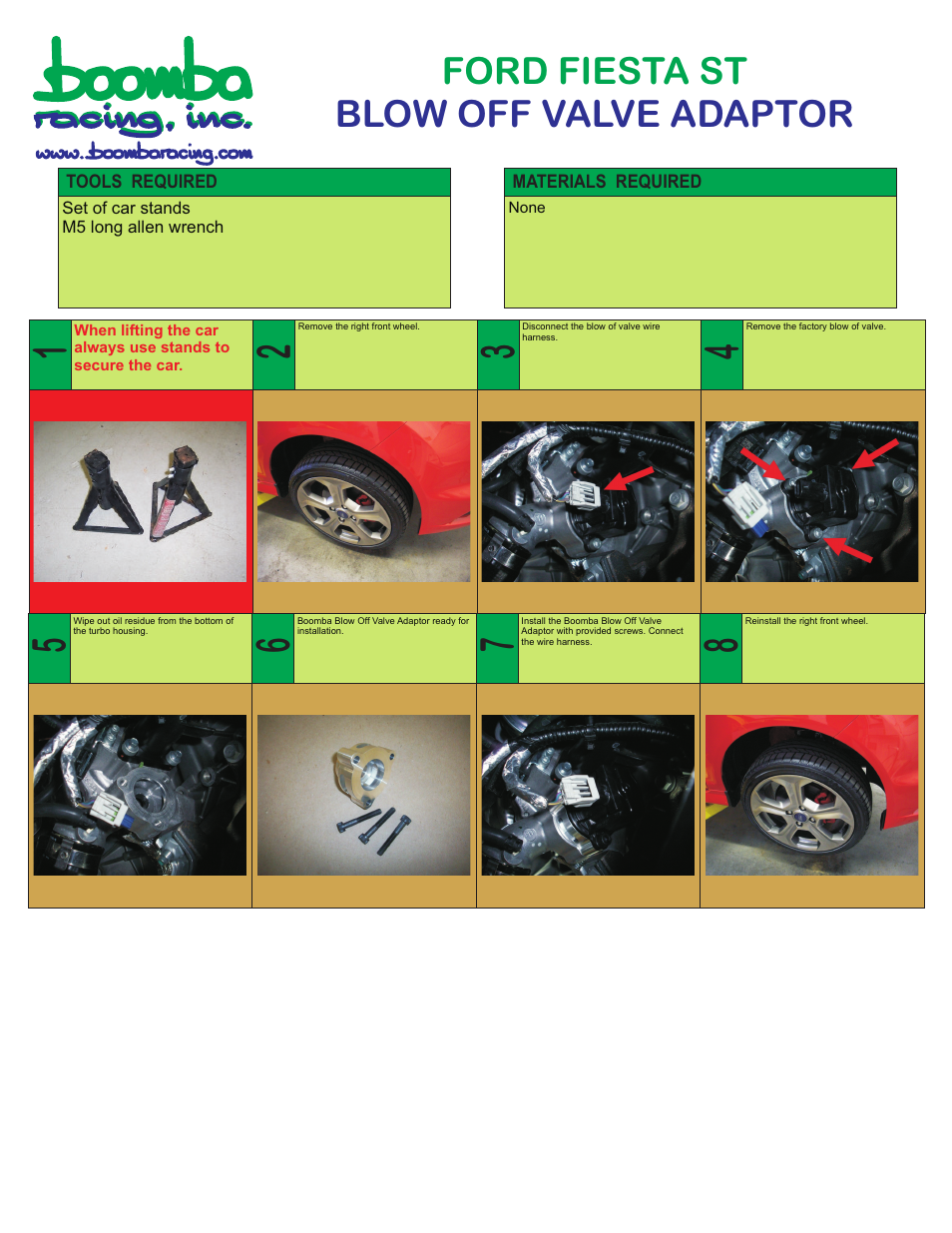 Boomba Racing Fiesta ST BOV Adapter User Manual | 1 page