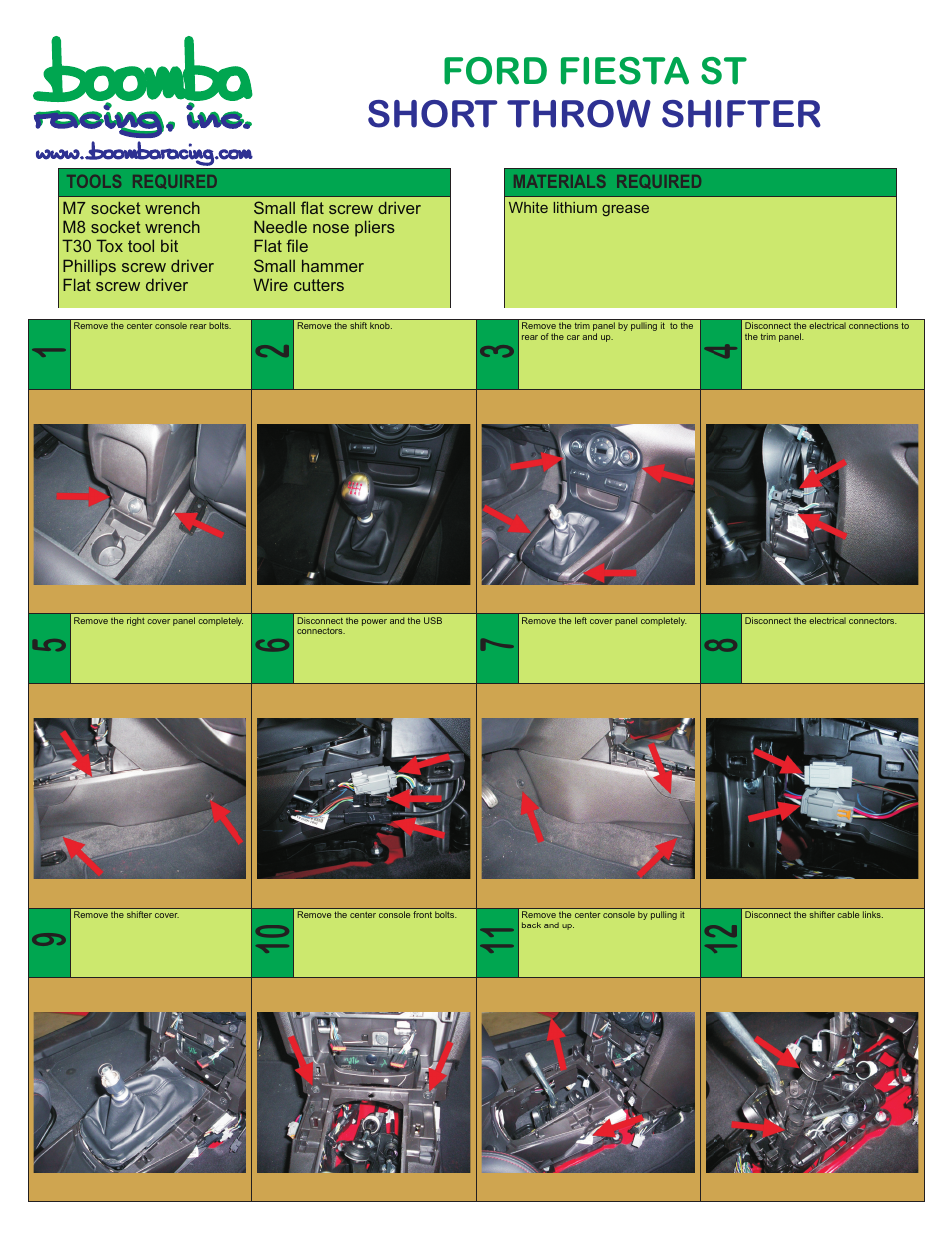 Boomba Racing Ford Fiesta ST Short Throw Shifter User Manual | 3 pages