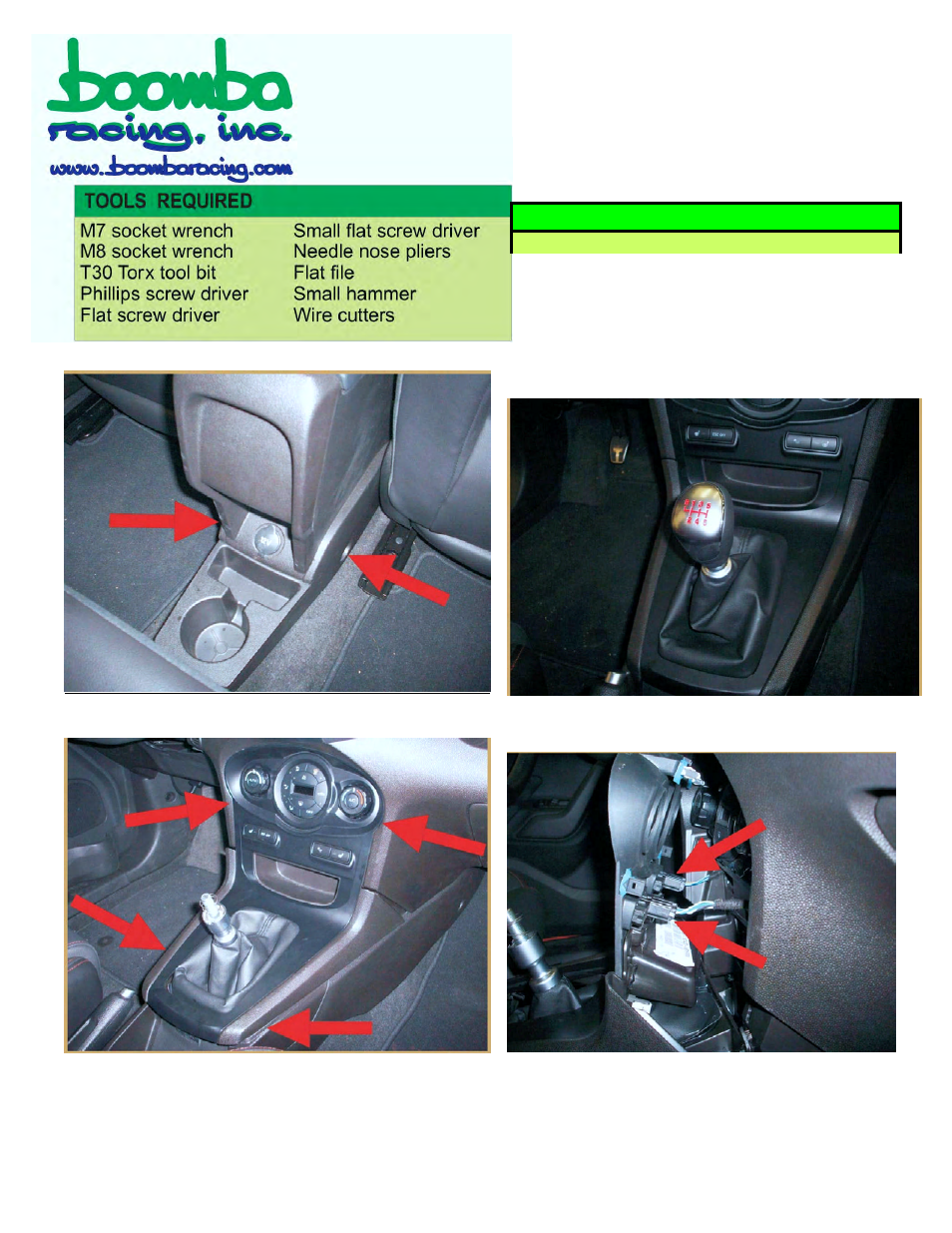 Boomba Racing Ford Fiesta ST Short Throw Shifter thanks to westcoaST on Fiesta ST Forum User Manual | 7 pages