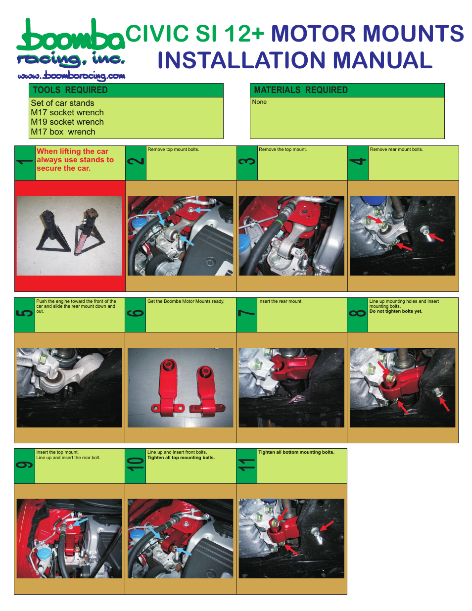 Boomba Racing R18 Honda Civic 2006-2011 Torque Dampers User Manual | 1 page