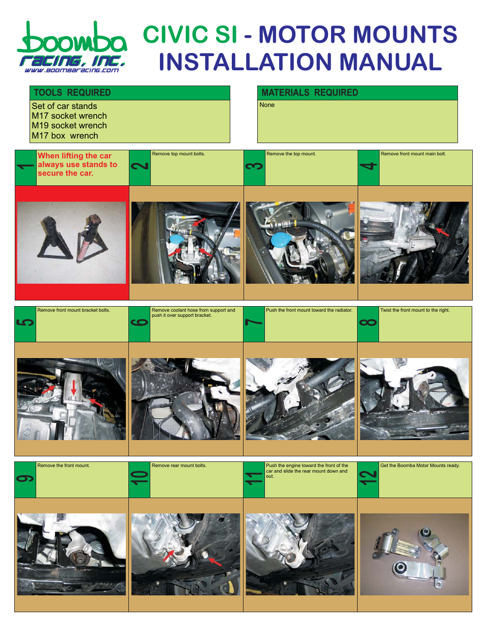 Boomba Racing SI Honda Civic 2006-2011 Torque Dampers User Manual | 2 pages