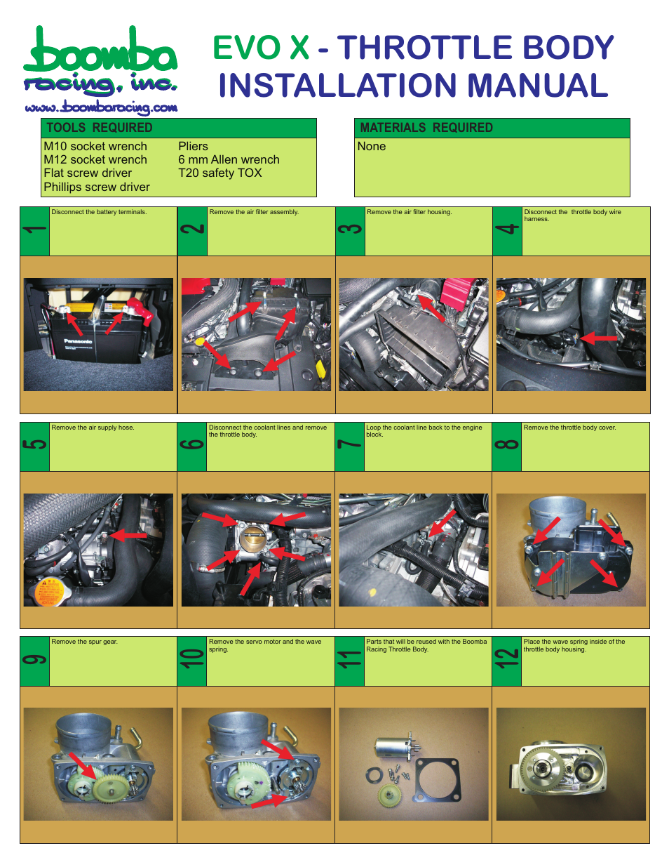 Boomba Racing Evo X Mitsubishi Ralliart 75 mm Throttle Body User Manual | 2 pages