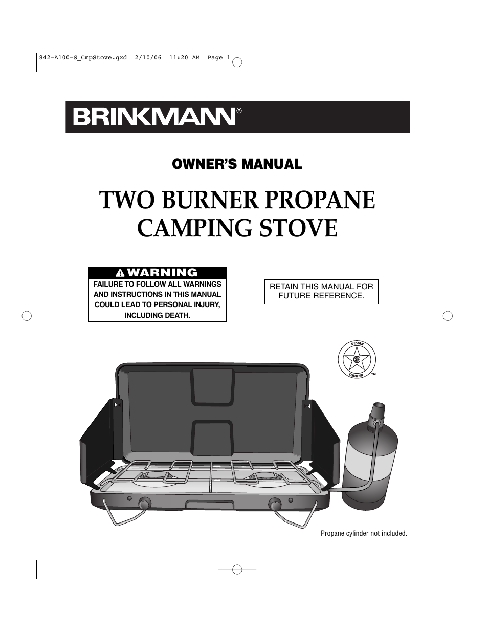 Brinkmann 842-A100-S User Manual | 8 pages