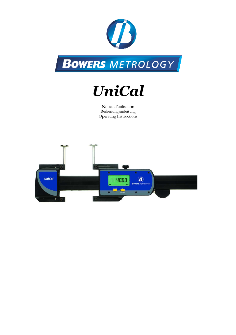 Bowers Group UniCal Universal Digital Caliper User Manual | 72 pages