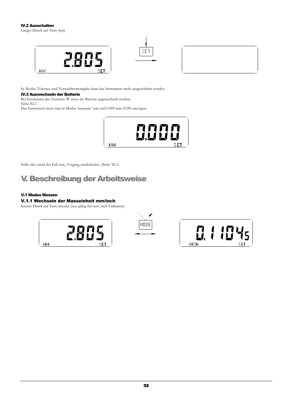V. beschreibung der arbeitsweise | Bowers Group UniCal Universal Digital Caliper User Manual | Page 32 / 72
