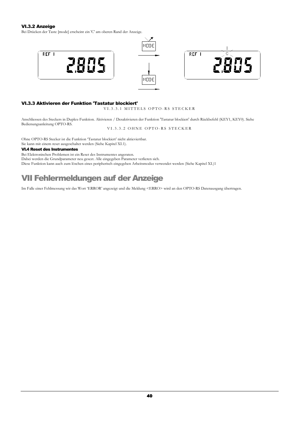 Vii fehlermeldungen auf der anzeige | Bowers Group UniCal Universal Digital Caliper User Manual | Page 40 / 72