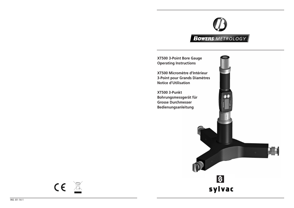 Bowers Group XT500 Large Diameter Bore Gauge User Manual | 2 pages
