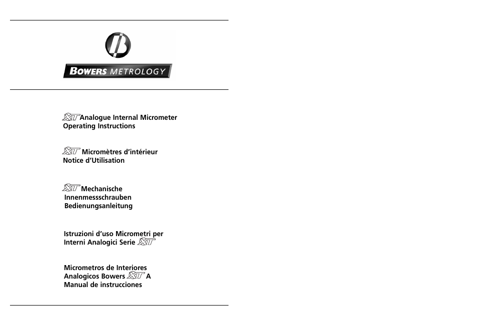 Bowers Group XTA Analogue Bore Gauge User Manual | 9 pages