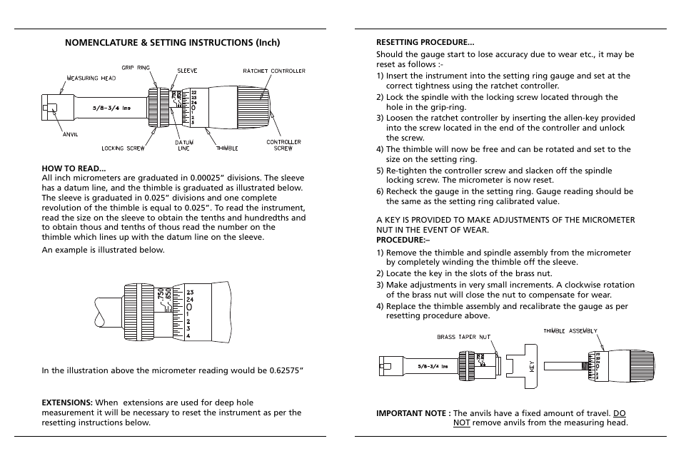 Bowers Group XTA Analogue Bore Gauge User Manual | Page 3 / 9