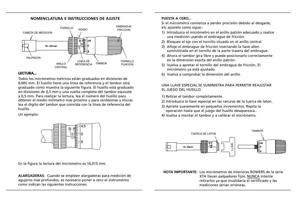 Bowers Group XTA Analogue Bore Gauge User Manual | Page 7 / 9