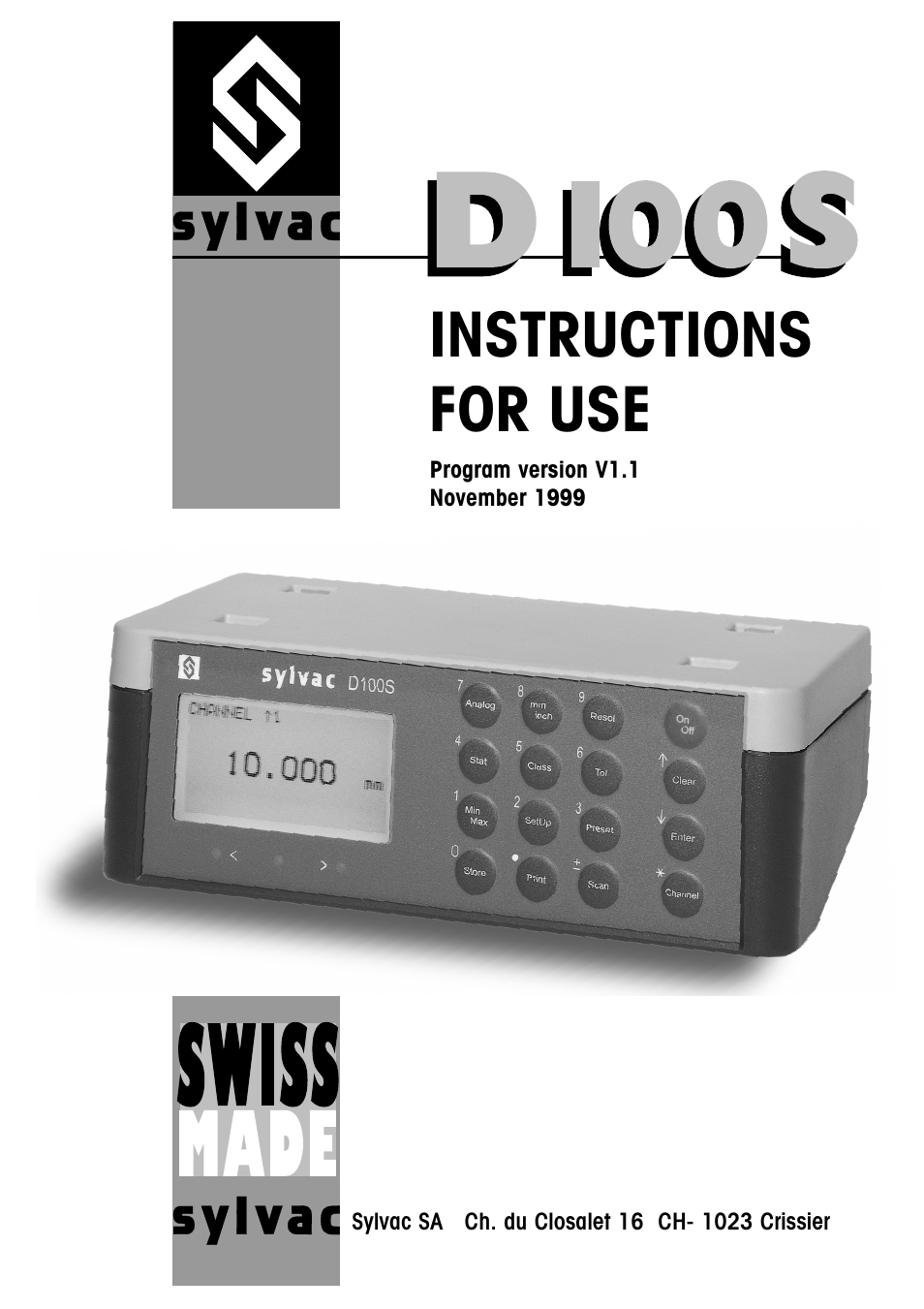 Bowers Group Sylvac D100S Readouts User Manual | 74 pages