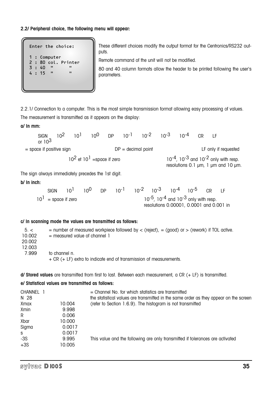 Bowers Group Sylvac D100S Readouts User Manual | Page 36 / 74