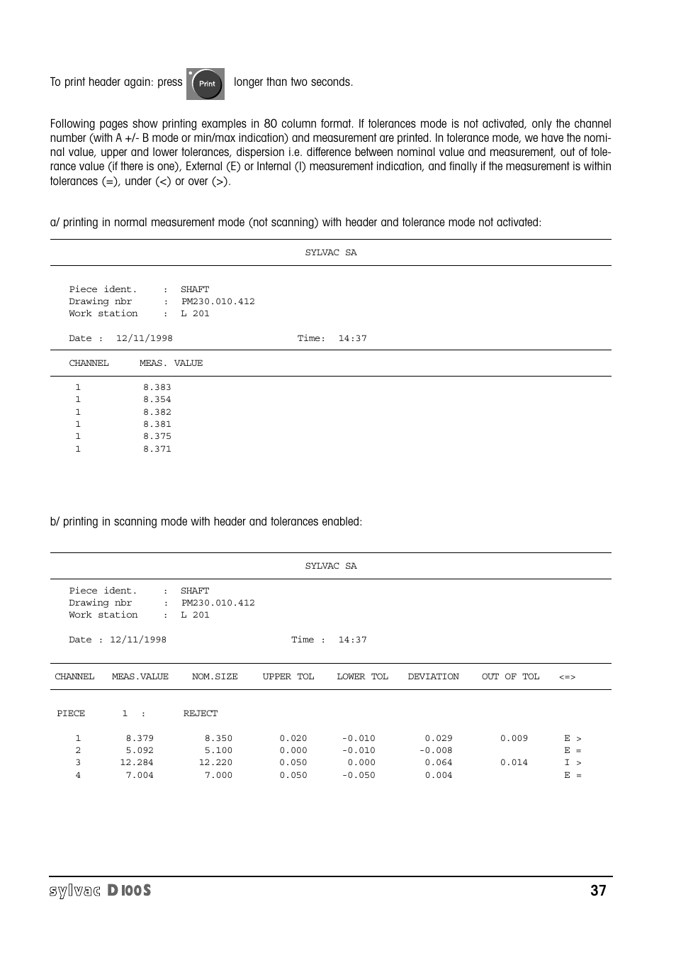 Bowers Group Sylvac D100S Readouts User Manual | Page 38 / 74