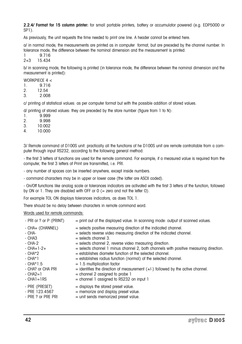Bowers Group Sylvac D100S Readouts User Manual | Page 43 / 74