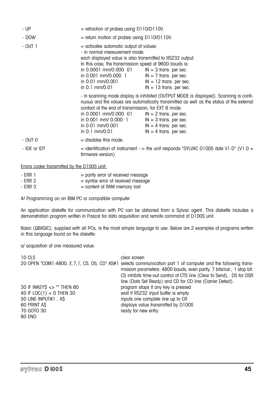 Bowers Group Sylvac D100S Readouts User Manual | Page 46 / 74