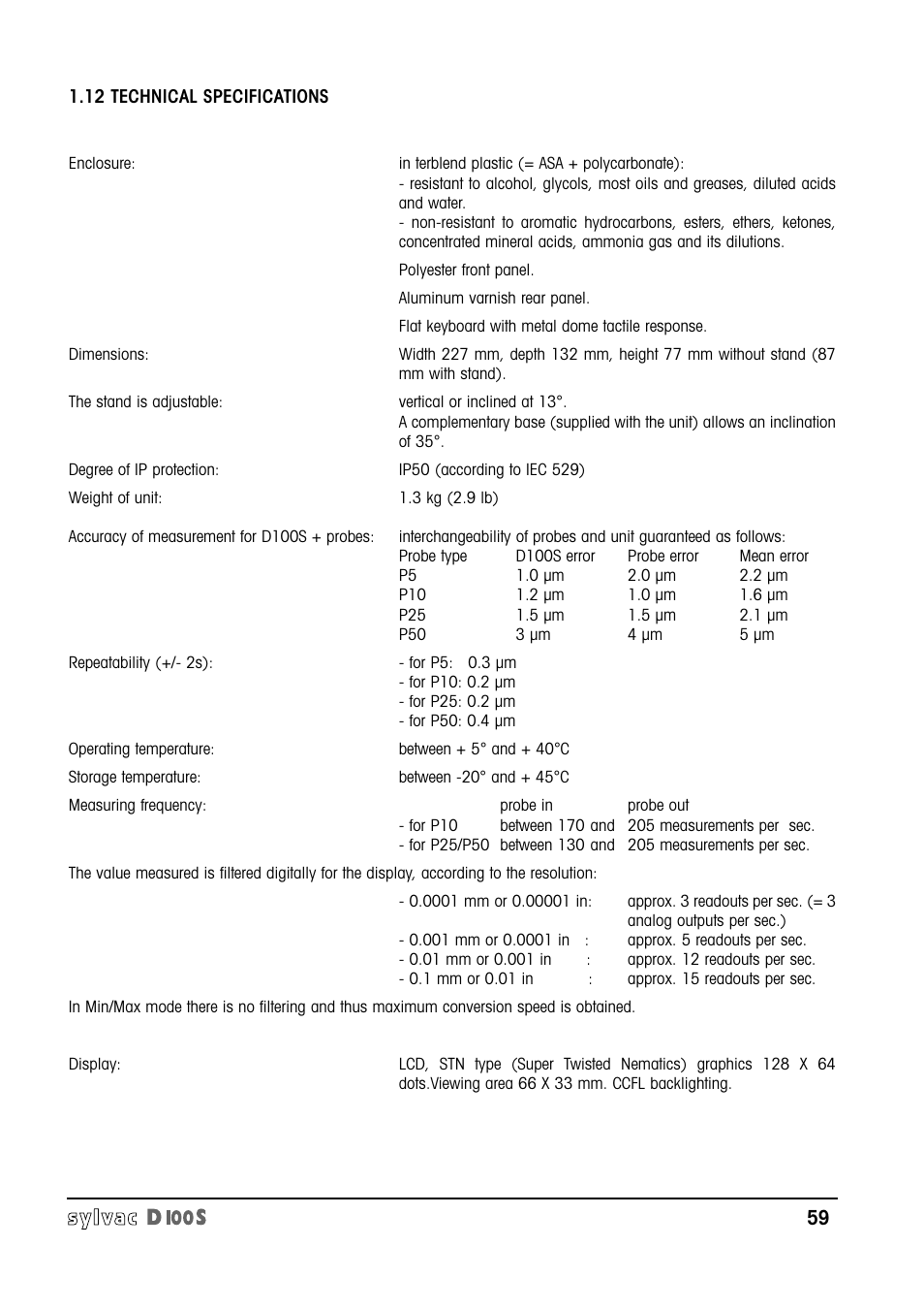 Bowers Group Sylvac D100S Readouts User Manual | Page 60 / 74