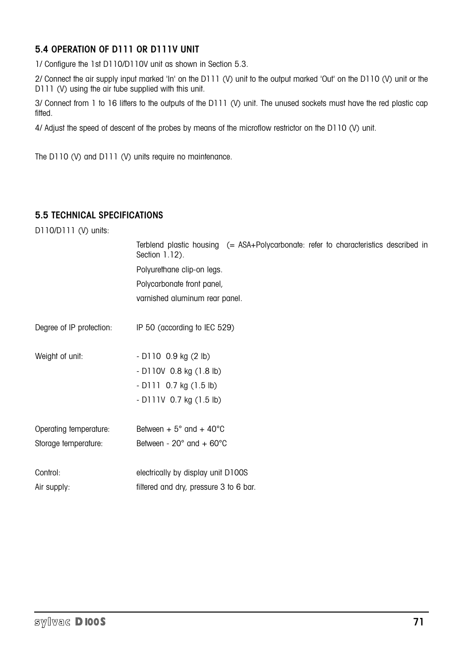 Bowers Group Sylvac D100S Readouts User Manual | Page 72 / 74