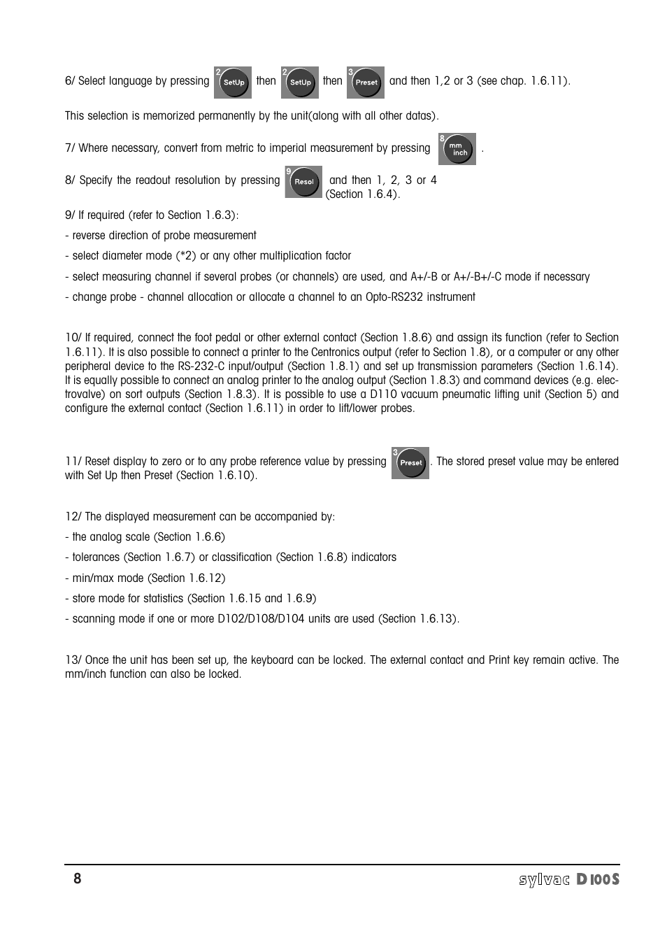 Bowers Group Sylvac D100S Readouts User Manual | Page 9 / 74