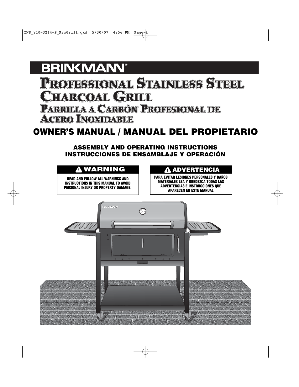 Brinkmann PROFESSIONAL STAINLESS STEEL Charcoal Grill User Manual | 36 pages