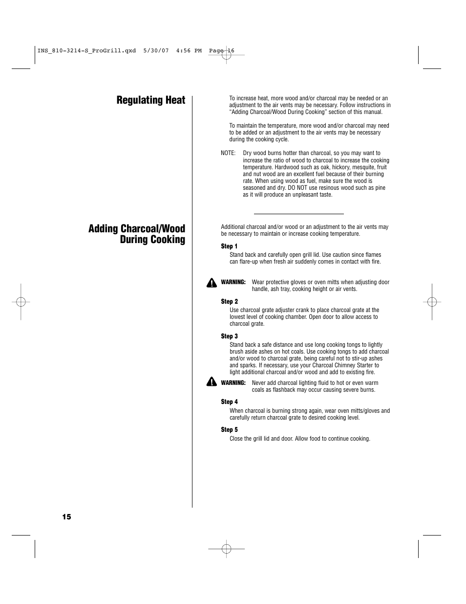 Brinkmann PROFESSIONAL STAINLESS STEEL Charcoal Grill User Manual | Page 16 / 36