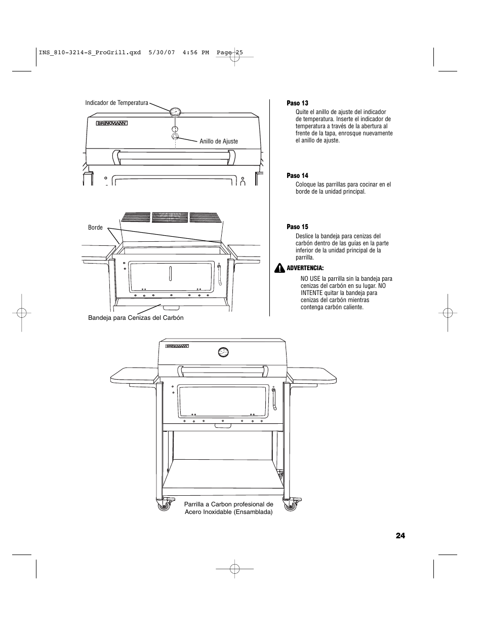 Brinkmann PROFESSIONAL STAINLESS STEEL Charcoal Grill User Manual | Page 25 / 36