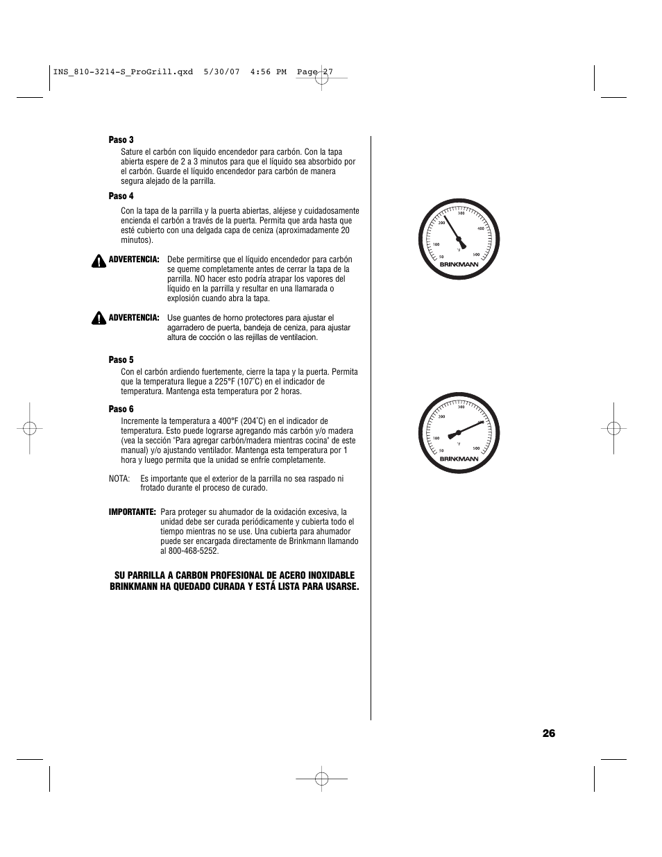 Brinkmann PROFESSIONAL STAINLESS STEEL Charcoal Grill User Manual | Page 27 / 36