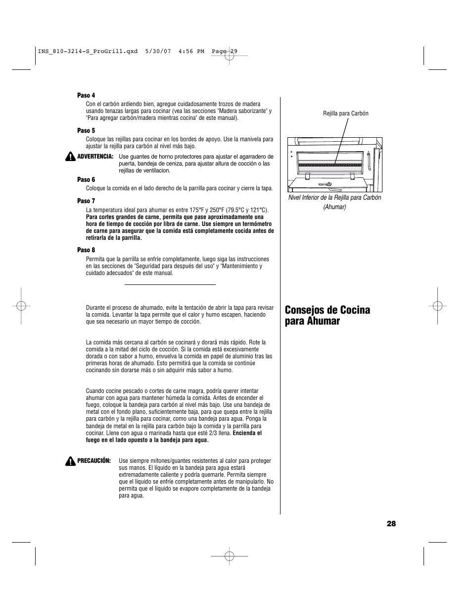 Consejos de cocina para ahumar | Brinkmann PROFESSIONAL STAINLESS STEEL Charcoal Grill User Manual | Page 29 / 36