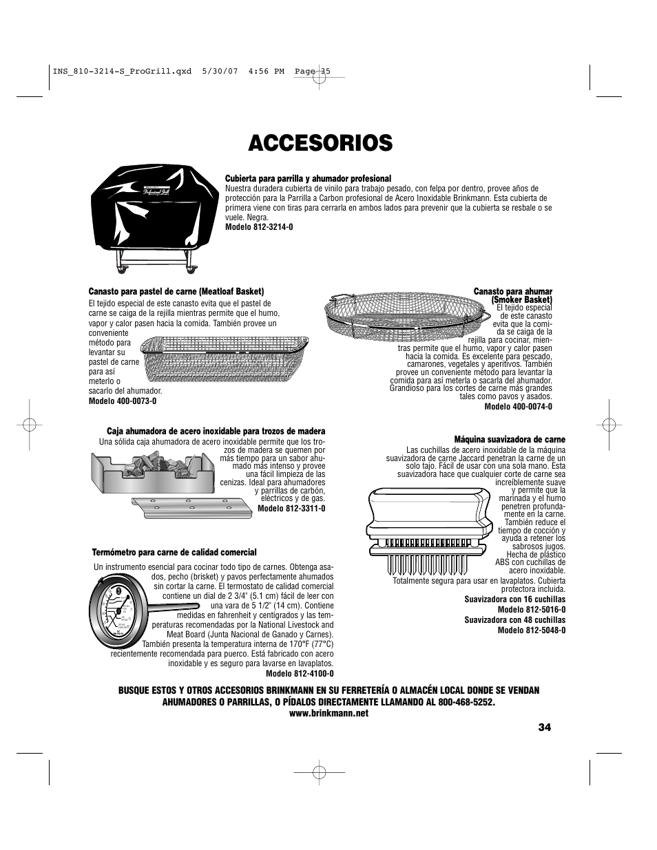 Accesorios | Brinkmann PROFESSIONAL STAINLESS STEEL Charcoal Grill User Manual | Page 35 / 36