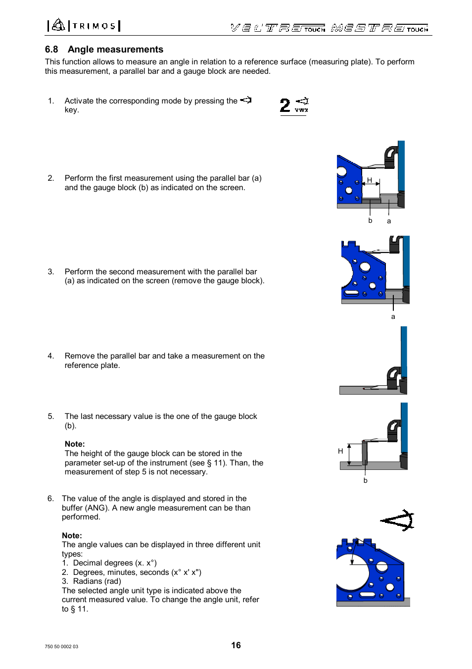 8 angle measurements | Bowers Group Trimos Vectra Height Gauges User Manual | Page 16 / 41