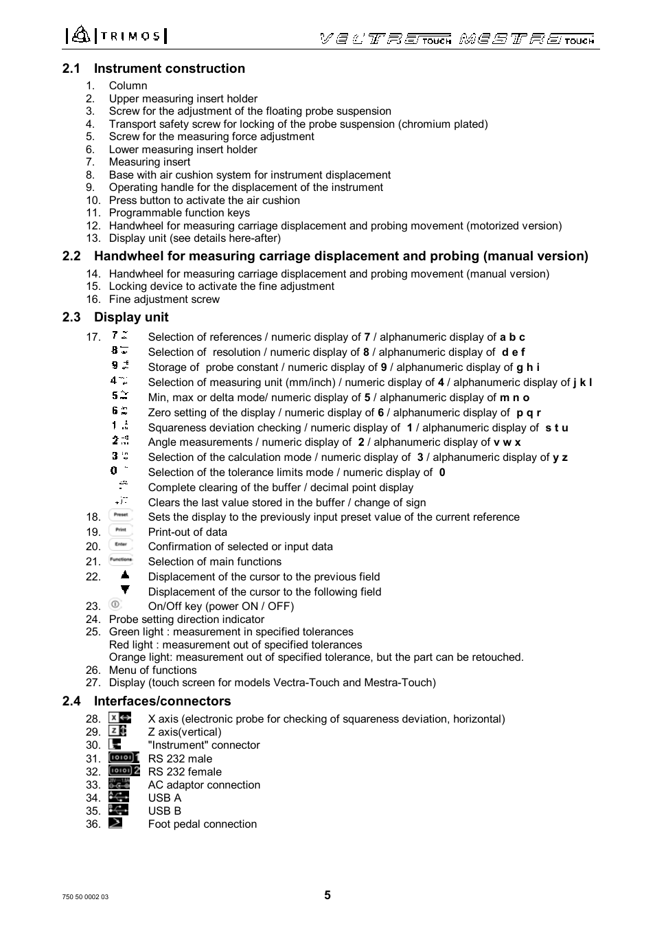 Bowers Group Trimos Vectra Height Gauges User Manual | Page 5 / 41