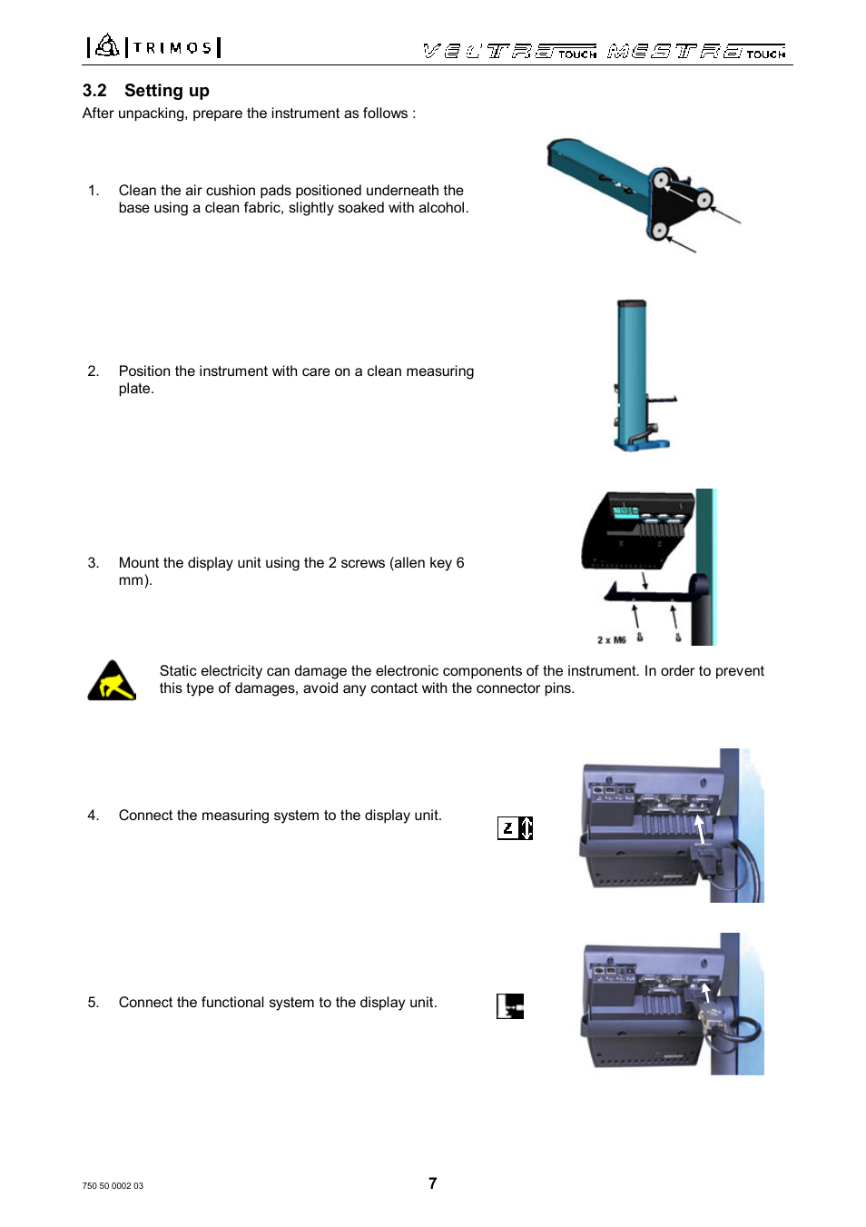 2 setting up | Bowers Group Trimos Vectra Height Gauges User Manual | Page 7 / 41
