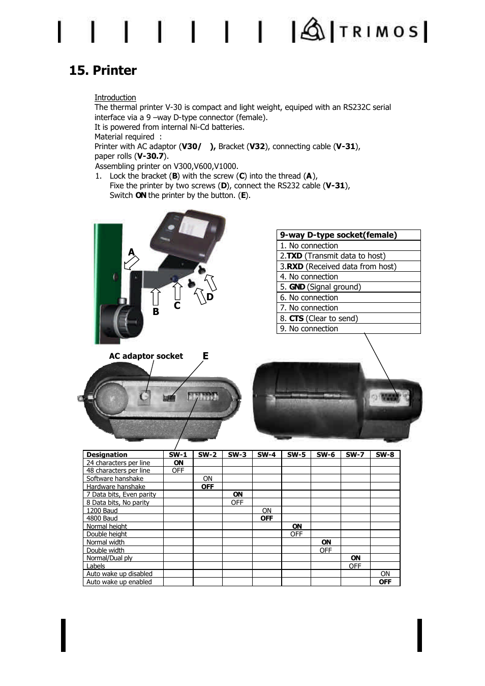 Printer | Bowers Group Trimos V+ Series Height Gauges User Manual | Page 20 / 32