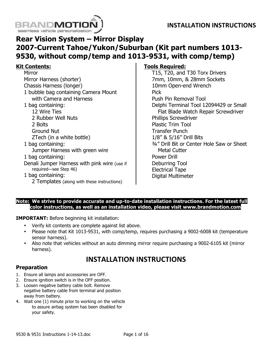 Brandmotion 1013-9531-V2 User Manual | 16 pages