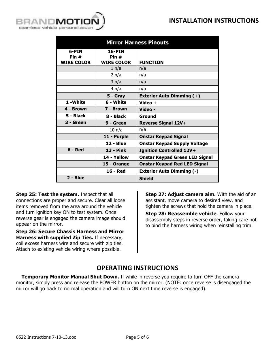 Installation instructions, Operating instructions | Brandmotion 9002-8522 User Manual | Page 5 / 6