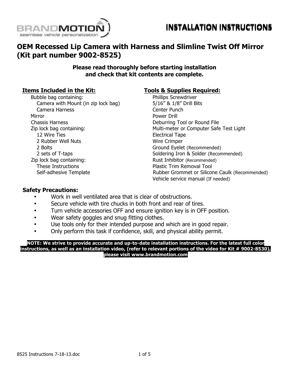 Brandmotion 9002-8525 User Manual | 5 pages