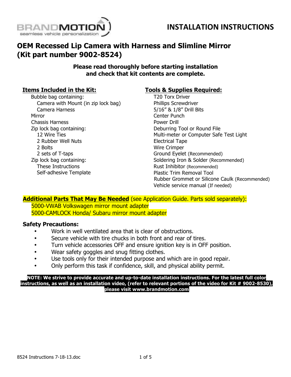 Brandmotion 9002-8524 User Manual | 5 pages