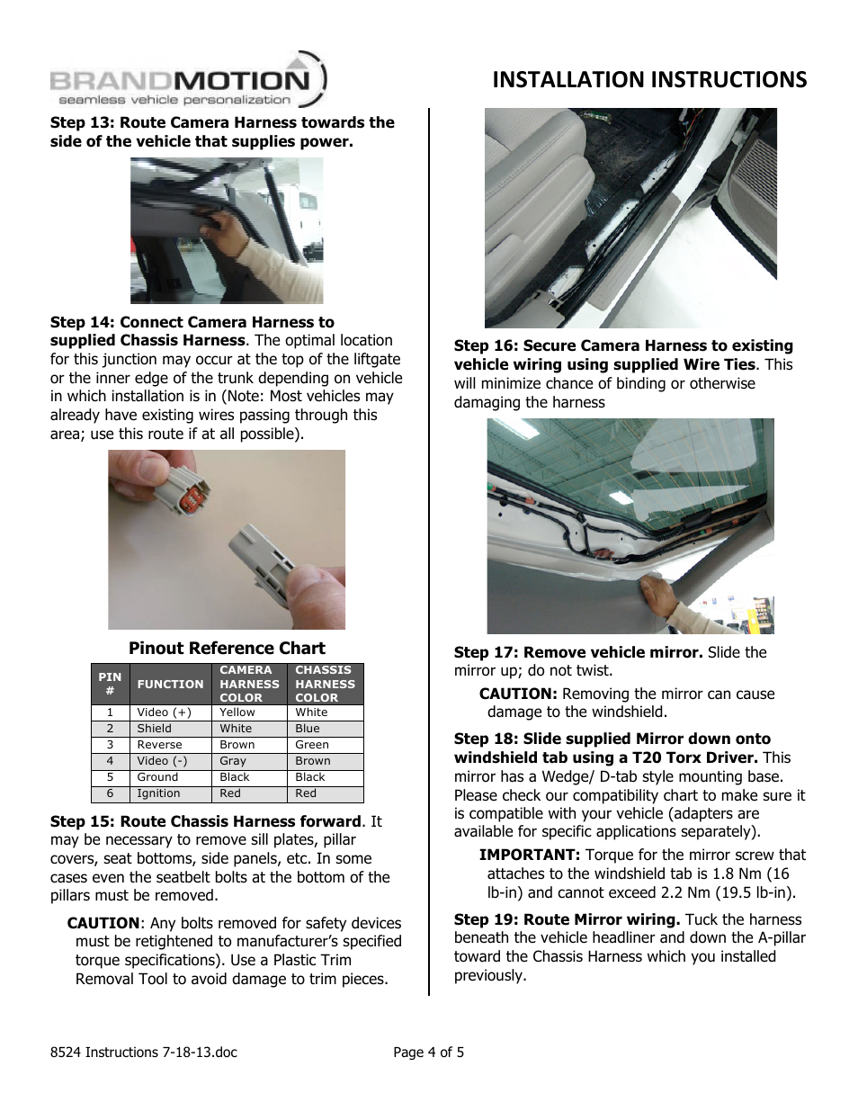 Installation instructions, Pinout reference chart | Brandmotion 9002-8524 User Manual | Page 4 / 5