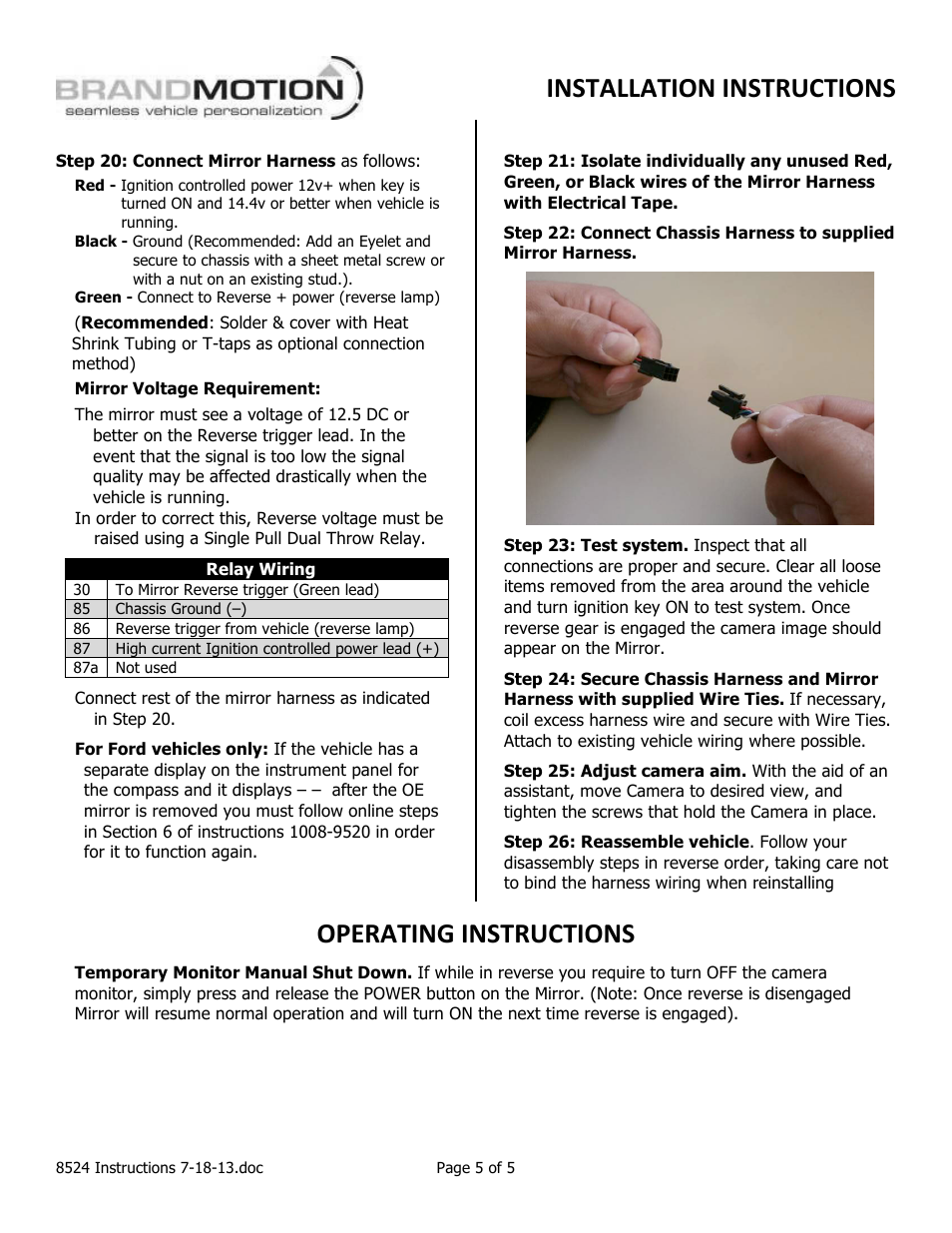 Installation instructions, Operating instructions | Brandmotion 9002-8524 User Manual | Page 5 / 5