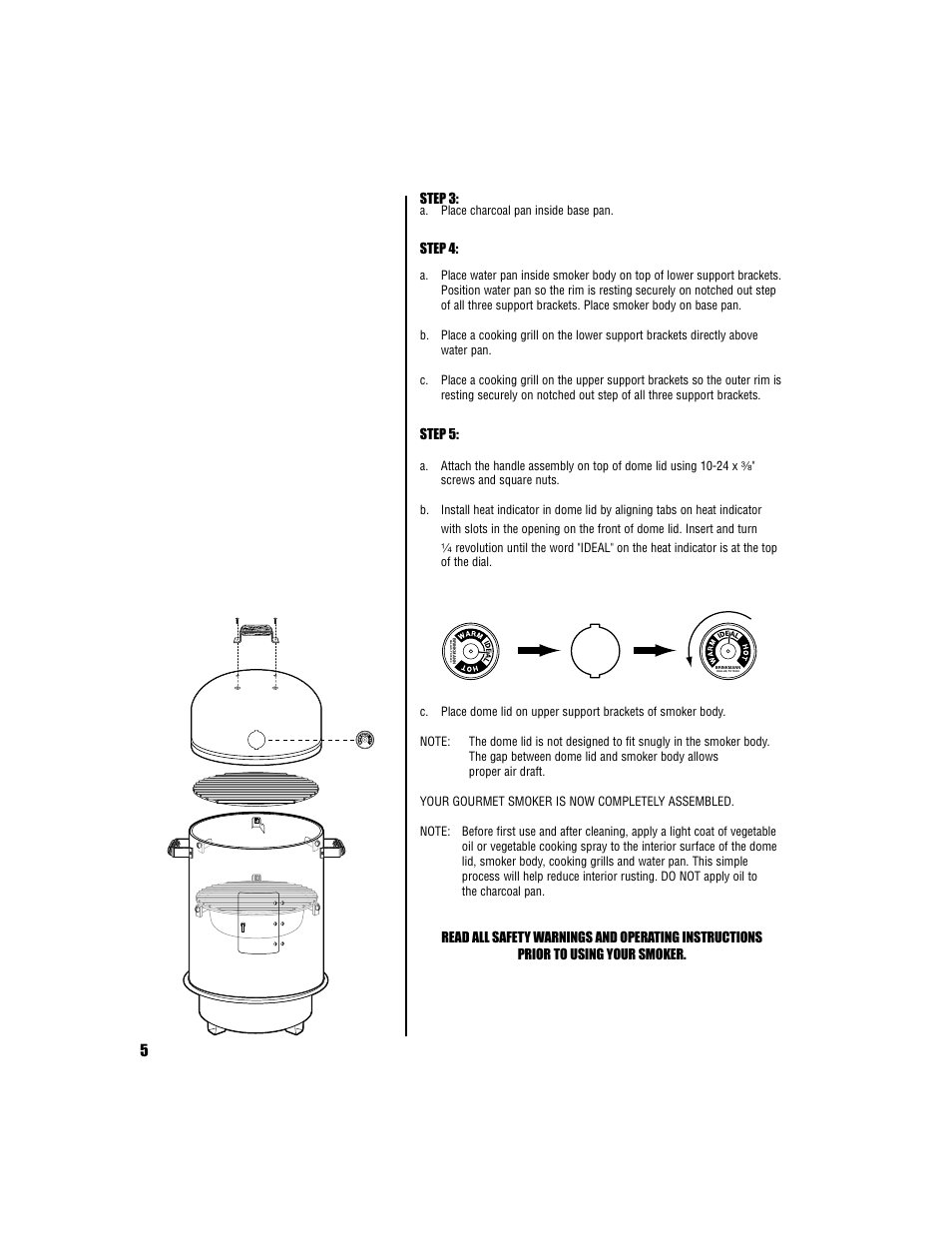 Step 3, Step 4, Step 5 | Brinkmann Smoker User Manual | Page 6 / 12